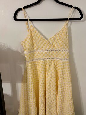 Altar'd State Yellow Floral Lace-Trim Mini Dress